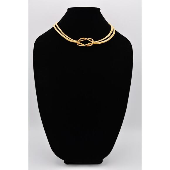 DL Auld Vintage Collar Necklace Knot Snake Omega Chain Gold Signed 1920s Bin3C - Picture 2 of 12